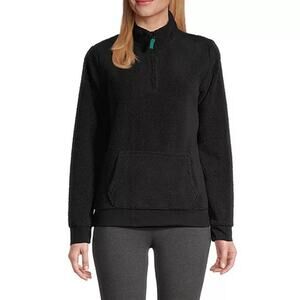 St. John's Bay Women's Black Sherpa Quarter-Zip Pullover - Size Large (NWOT)